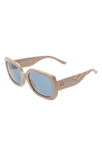 Shop Tory Burch 54mm Butterfly Sunglasses In Sand/ Solid Navy