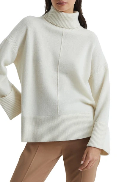 Shop Reiss The Sarah Wool & Cashmere Turtleneck Sweater In Cream