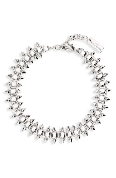 Shop Saint Laurent Court Chain Bracelet In Palladium