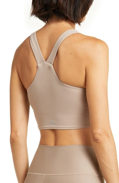 Shop Alo Yoga Real Sports Bra In Taupe