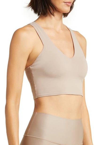 Shop Alo Yoga Real Sports Bra In Taupe