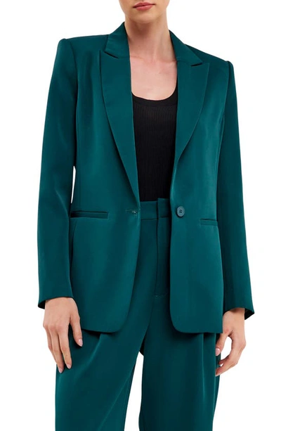 Shop Endless Rose Tailored Single Button Blazer In Emerald