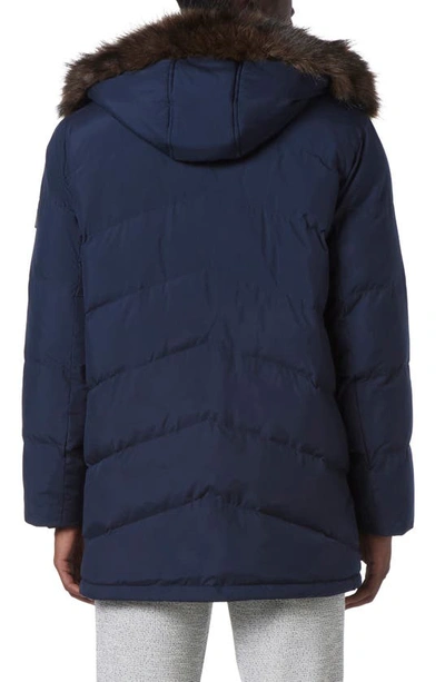 Shop Andrew Marc Tremont Water Resistant Down Quilted Parka With Faux Fur Trim In Ink