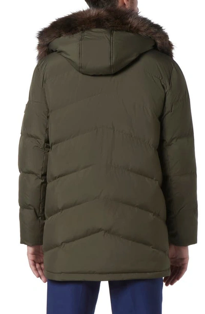 Shop Andrew Marc Tremont Water Resistant Down Quilted Parka With Faux Fur Trim In Forest
