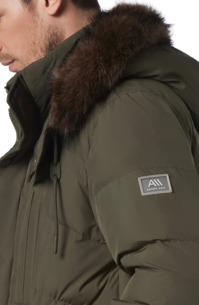 Shop Andrew Marc Tremont Water Resistant Down Quilted Parka With Faux Fur Trim In Forest
