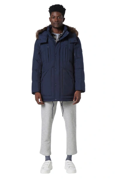 Shop Andrew Marc Tremont Water Resistant Down Quilted Parka With Faux Fur Trim In Ink