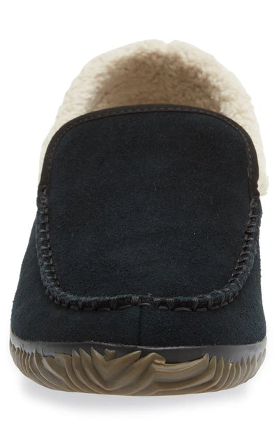 Shop Sorel Dude Moc™ Faux Fur Lined Slipper In  Black