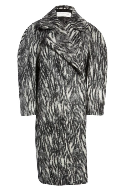 Shop Dries Van Noten Royal Bis Zebra Jacquard Coat In Black 900