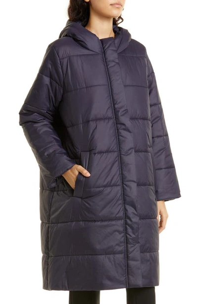 Shop Eileen Fisher Hooded Recycled Nylon Puffer Jacket In Nocturne