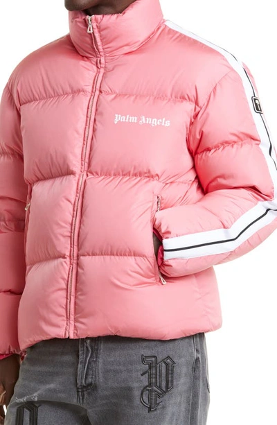 Shop Palm Angels Down Classic Track Jacket In Pink White