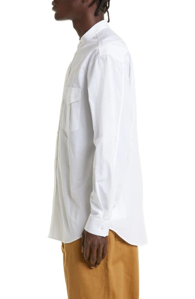 Shop Jil Sander Wednesday Band Collar Cotton Poplin Button-up Shirt In White