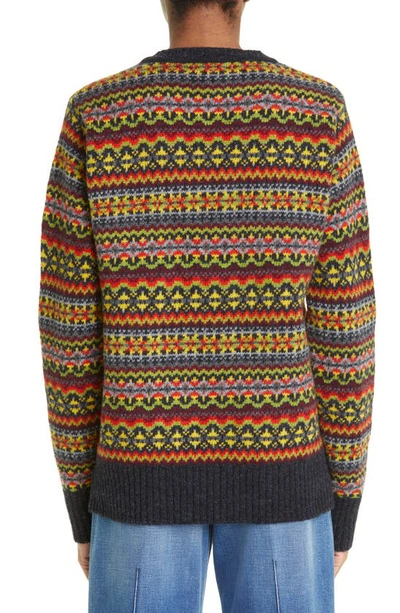 Shop Molly Goddard Oversize Fair Isle Lambswool Sweater In Grey Fairisle