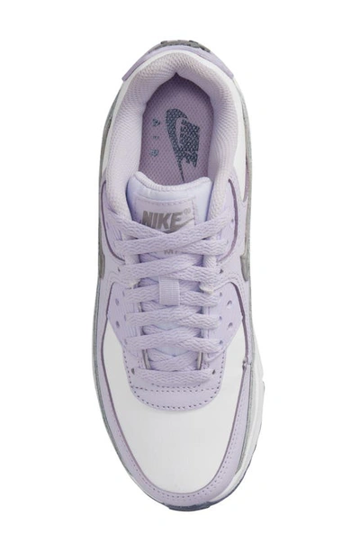Shop Nike Kids' Air Max 90 Sneaker In White/ Metallic Silver