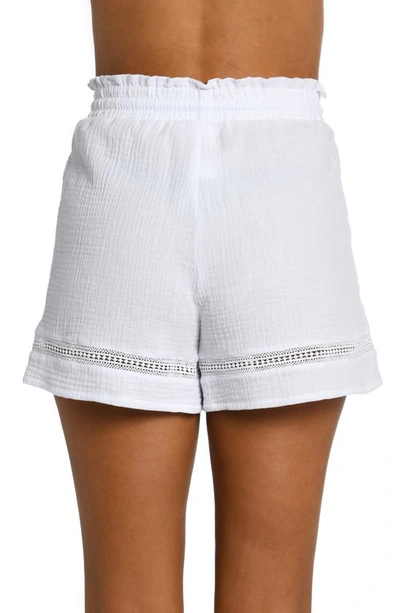 La Blanca Beach Cotton Cover-up Shorts In White