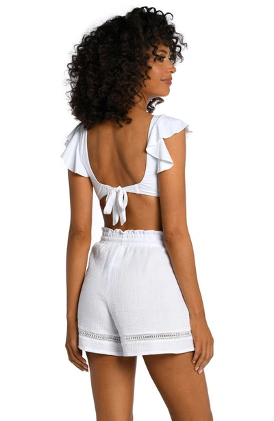 La Blanca Beach Cotton Cover-up Shorts In White