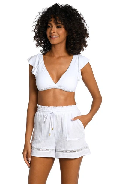 La Blanca Beach Cotton Cover-up Shorts In White