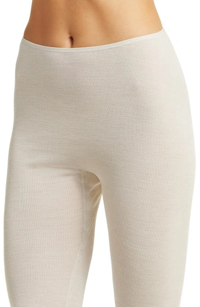 Shop Hanro Lace Cuff Wool & Silk Leggings In Pumice