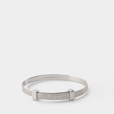 Balenciaga Logo Hoop Bracelet In Silver | ModeSens