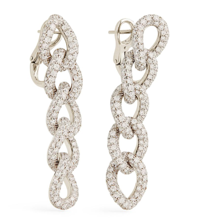 Shop Pomellato White Gold And Diamond Catene Earrings