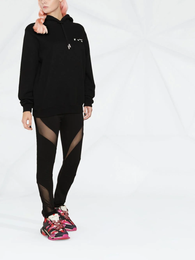 Philipp Plein Sheer-panel Ribbed Stretch Leggings In Black