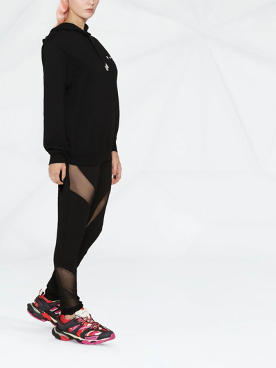 Philipp Plein Sheer-panel Ribbed Stretch Leggings In Black