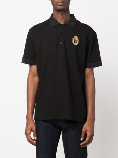 Shop Billionaire Logo-patch Short-sleeved Polo Shirt In Black