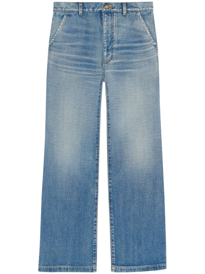 Shop Saint Laurent Serge Wide-leg Jeans In Blau