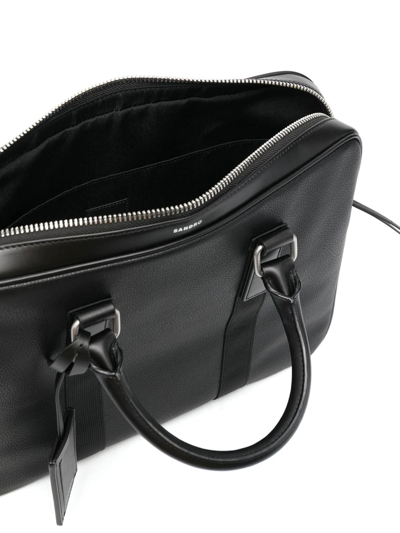 Shop Sandro Calf Leather Briefcase In Black