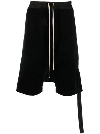 Shop Rick Owens Drop-crotch Drawstring Shorts In Black