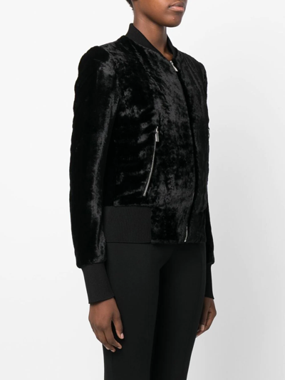 Shop Sapio Velvet Bomber Jacket In Schwarz