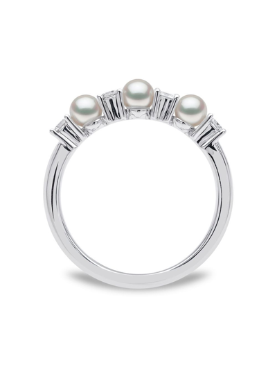 Shop Yoko London 18kt White Gold Eclipse Akoya Pearl And Diamond Ring In Silver