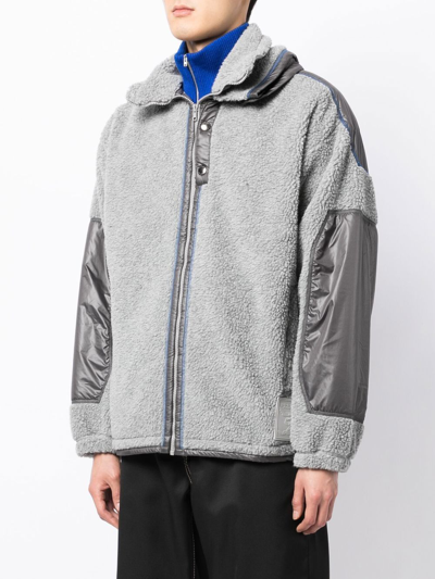 Shop Y/project Double-collar Fleece Jacket In Grey
