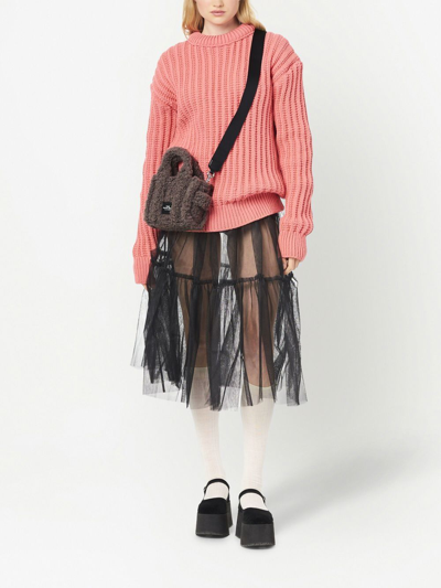 Marc Jacobs Micro The Tote Faux-shearling Bag In Grey