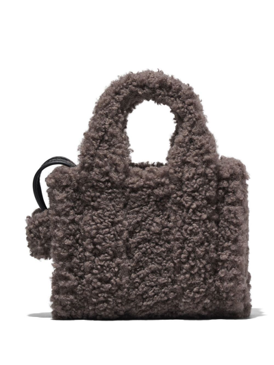 Marc Jacobs Micro The Tote Faux-shearling Bag In Grey