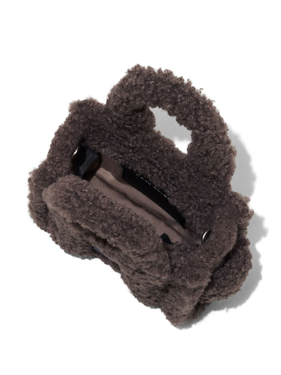 Marc Jacobs Micro The Tote Faux-shearling Bag In Grey