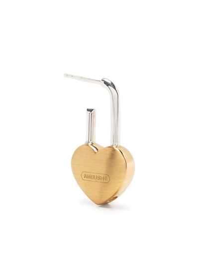 Shop Ambush Small Heart Padlock Earring In Gold
