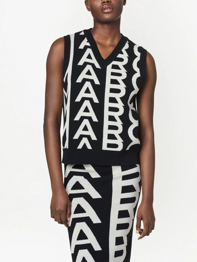 Shop Marc Jacobs The Monogram Knit Vest In Black