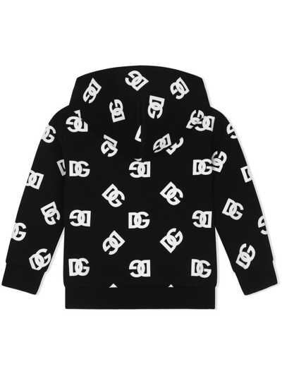 Shop Dolce & Gabbana Dg-logo Zip-up Hoodie In Schwarz