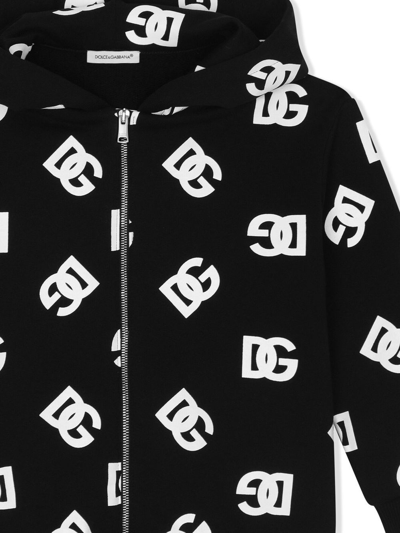 Shop Dolce & Gabbana Dg-logo Zip-up Hoodie In Schwarz