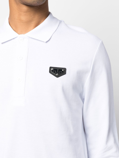 Shop Philipp Plein Logo-plaque Polo Shirt In Weiss