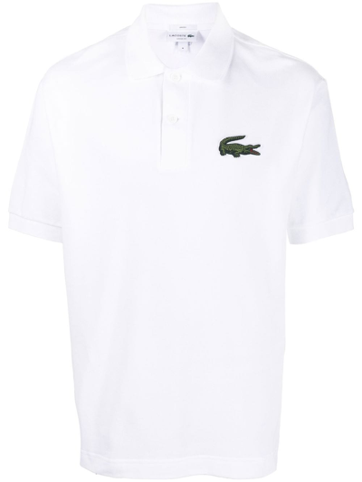 Shop Lacoste Embroidered-logo Short-sleeve Polo Shirt In Weiss