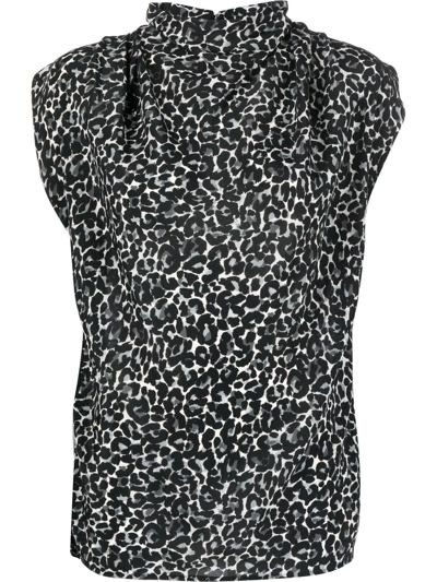 Shop Câllas Leopard-print Sleeveless Blouse In Black