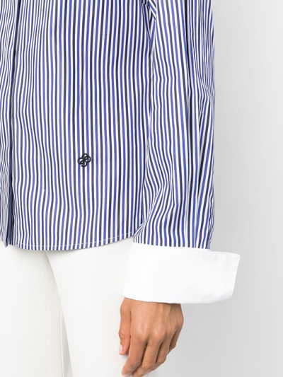 Shop Câllas Striped Long-sleeved Shirt In White