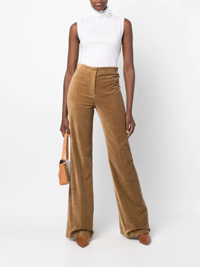 Shop Câllas Lexi High-waist Flared Trousers In Brown