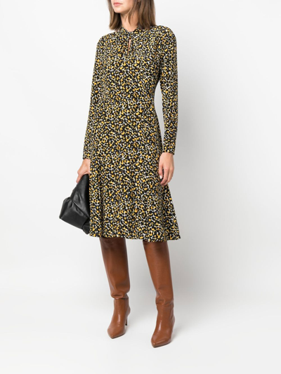 Shop Câllas Leopard-print Silk Midi Dress In Black