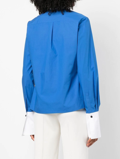 Shop Câllas Contrasting-collar Cotton Shirt In Blue