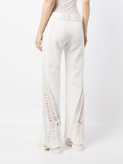 Shop Dion Lee Distressed Float Knitted Trousers In White