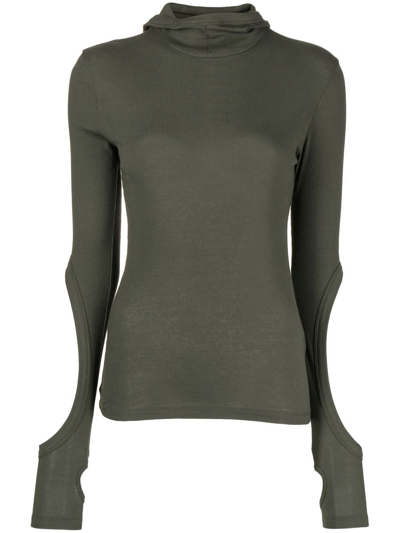 Shop Dion Lee Cut-out Detail Hoodie In Green