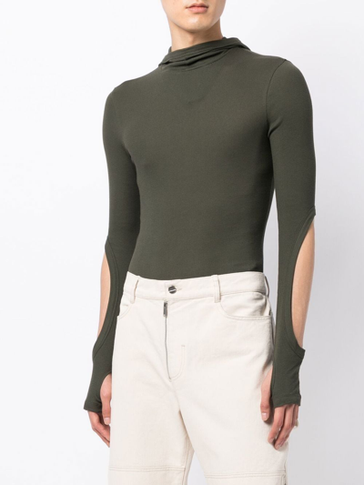 Shop Dion Lee Cut-out Detail Hoodie In Green