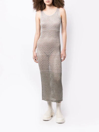 Shop Dion Lee Metallic Mesh Gown In Silver